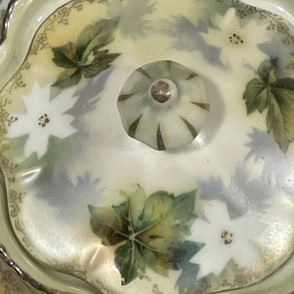 RS PRUSSIA Genuine Vintage Tea Set of 3, Ivory/Green/Gold/Rose Ivy & Floral - Picture 14 of 16